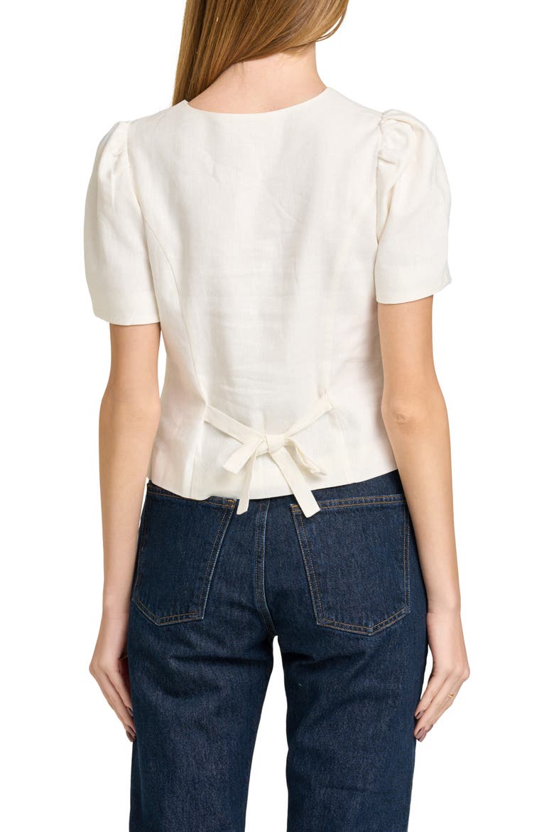 Blair Button Front Linen Blend Top, Alternate, color, IVORY