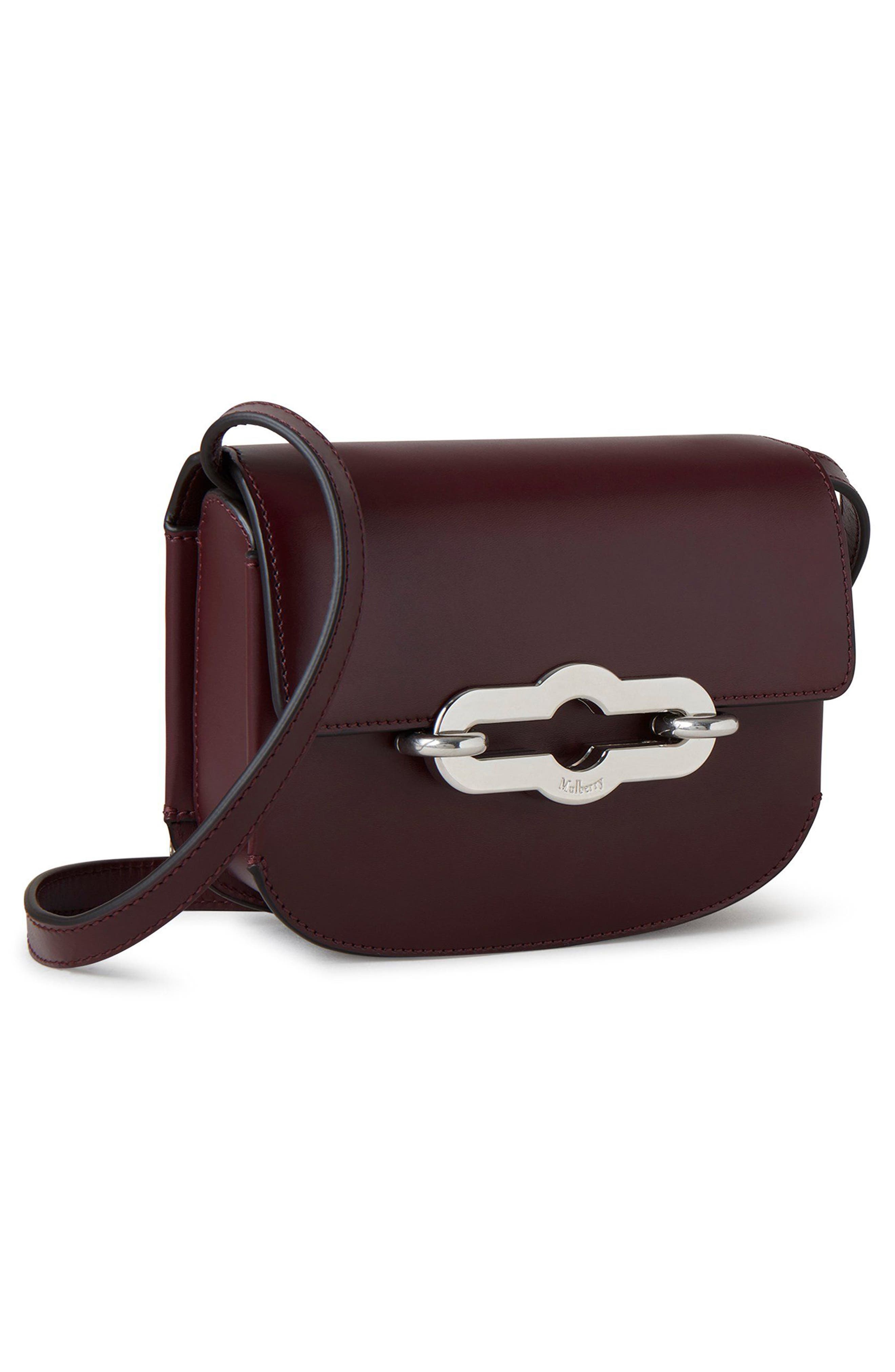 Mulberry Small Pimlico Super Luxe Leather Crossbody Bag, Alternate, color, Black Cherry