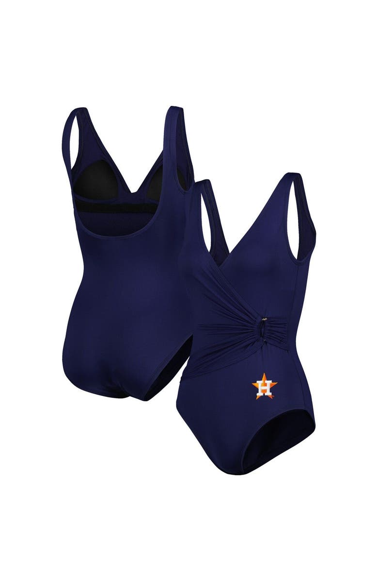 Tommy Bahama Women's Tommy Bahama Navy Houston Astros Pearl Clara One-Piece Swimsuit, Main, color, Navy