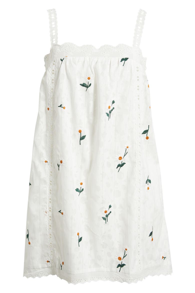 Marguerite Embroidered Eyelet Sleeveless Minidress, Alternate, color, IVORY MULTI