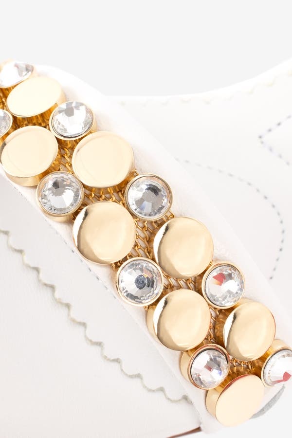 Gold Leather Sandals, Alternate, color, White