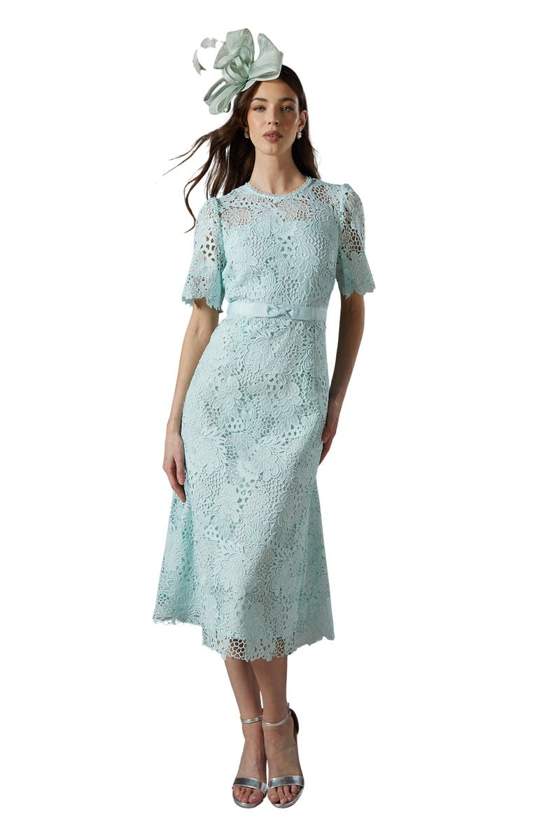 Coast Lace  Bow Belt Midi Dress, Main, color, Sage