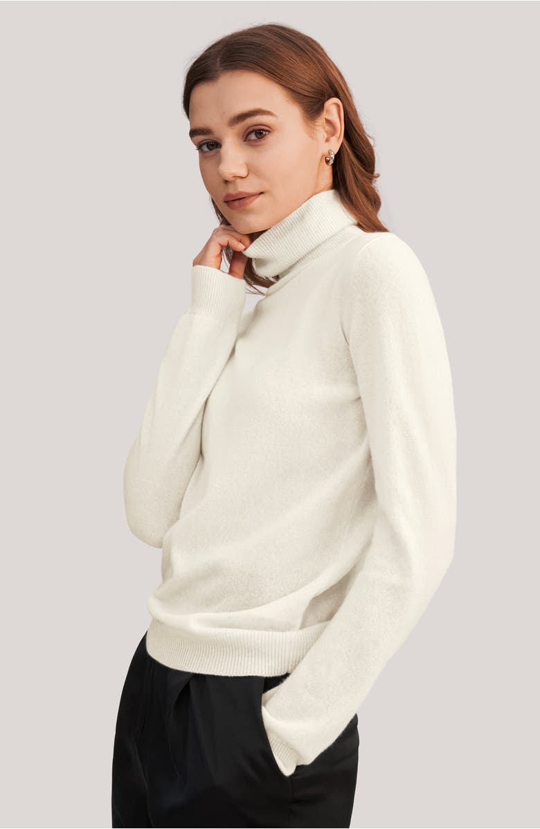 Lilysilk Pure Cashmere Turtleneck Sweater, Alternate, color, White
