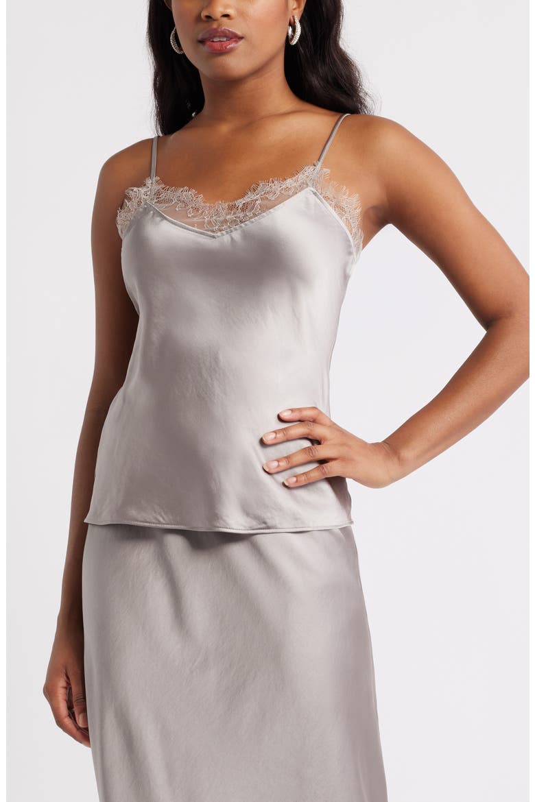 Lace Trim Cami, Main, color, GREY SATELLITE