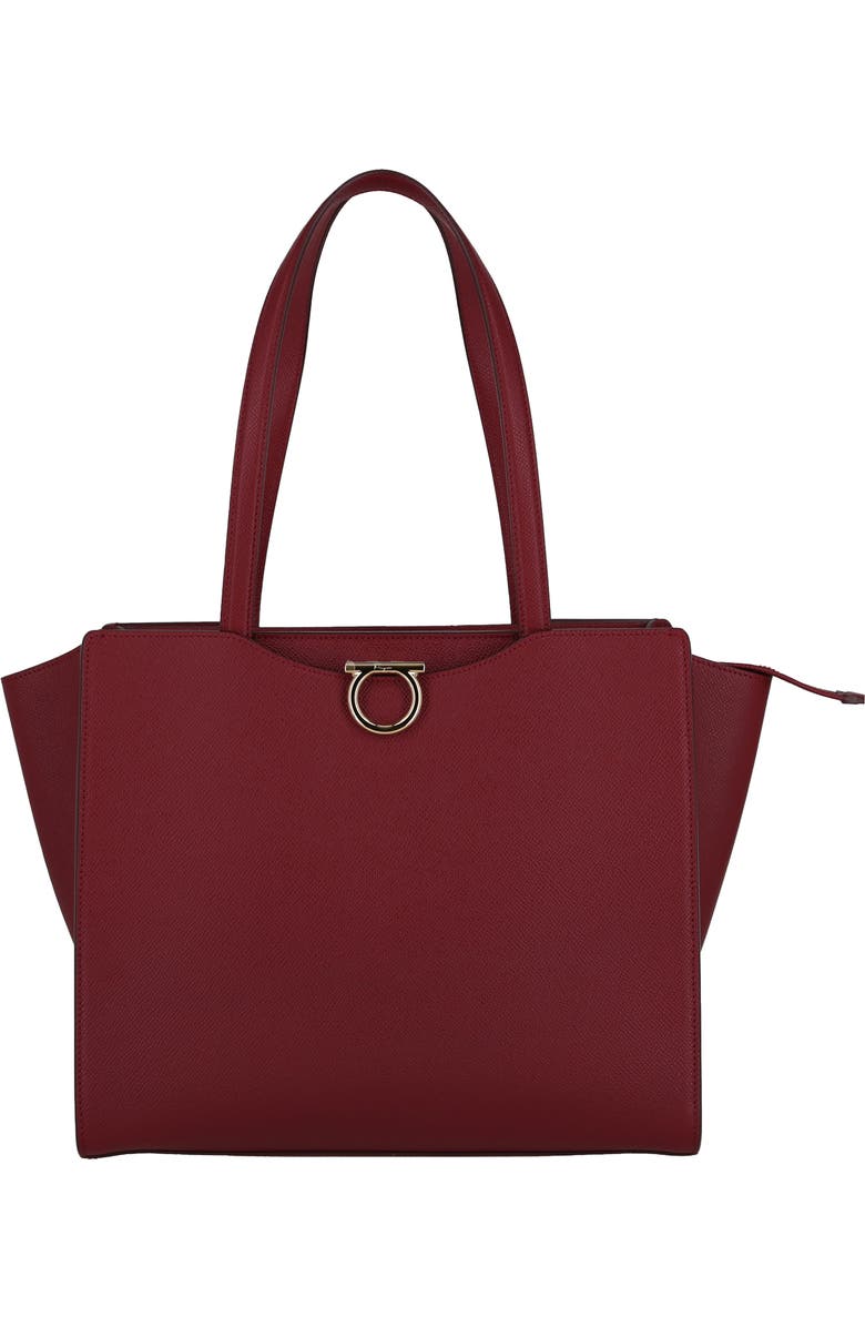 FERRAGAMO Gemini Pebbled Leather Tote, Main, color,