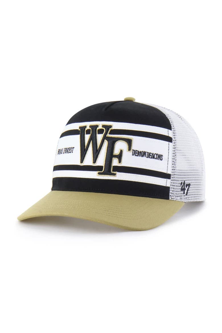 Youth '47 Black/Gold Wake Forest Demon Deacons Super Stripe Hitch Adjustable Trucker Hat, Main, color, Black