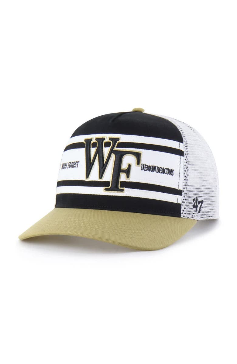 '47 Youth '47 Black/Gold Wake Forest Demon Deacons Super Stripe Hitch Adjustable Trucker Hat, Main, color, Black