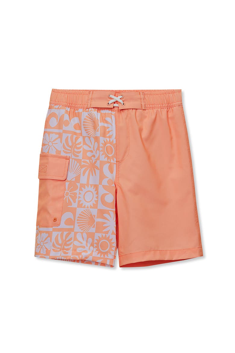 Boys Chlorine Resistant Cargo Long Board Short, Main, color, Surf/Orange