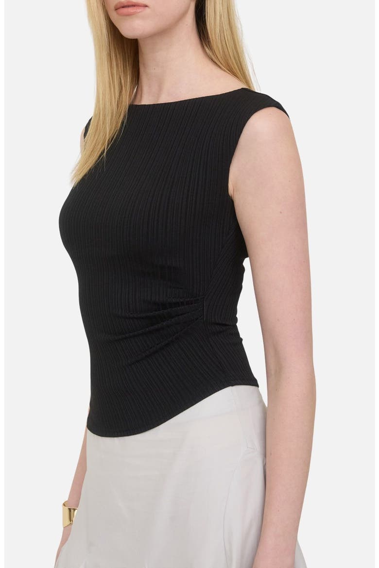 Ribbed Ruched Top, Alternate, color, BLACK
