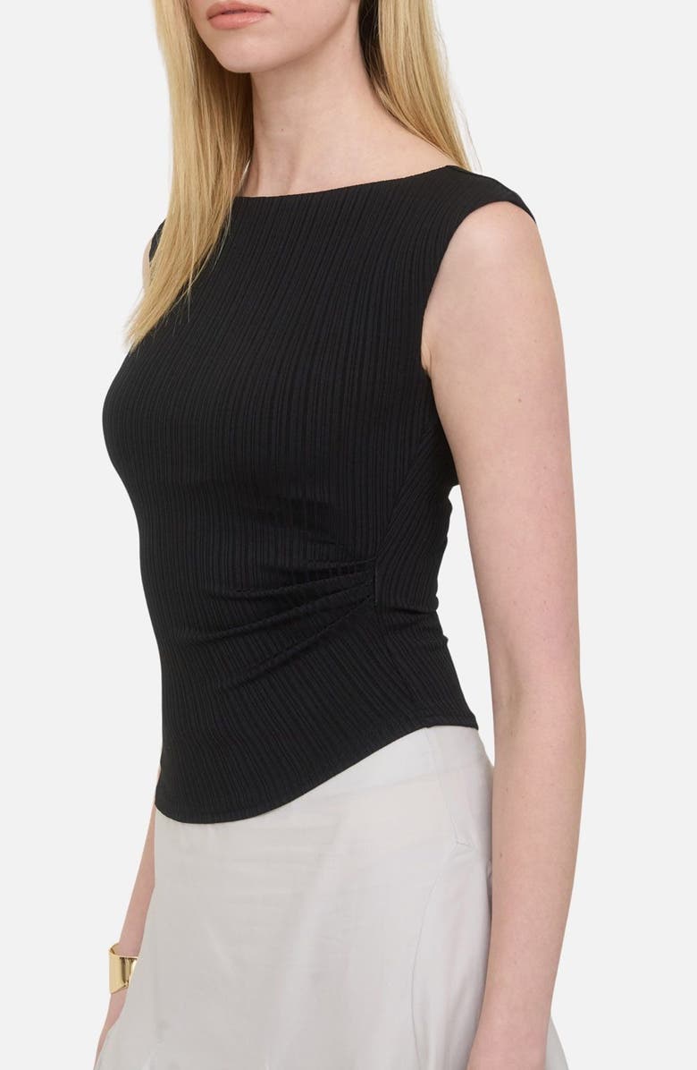 Blu Pepper Ribbed Ruched Top, Alternate, color, Black