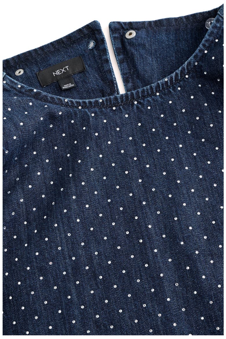 Hot Fix Diamante Denim Shirt, Alternate, color, BLUE