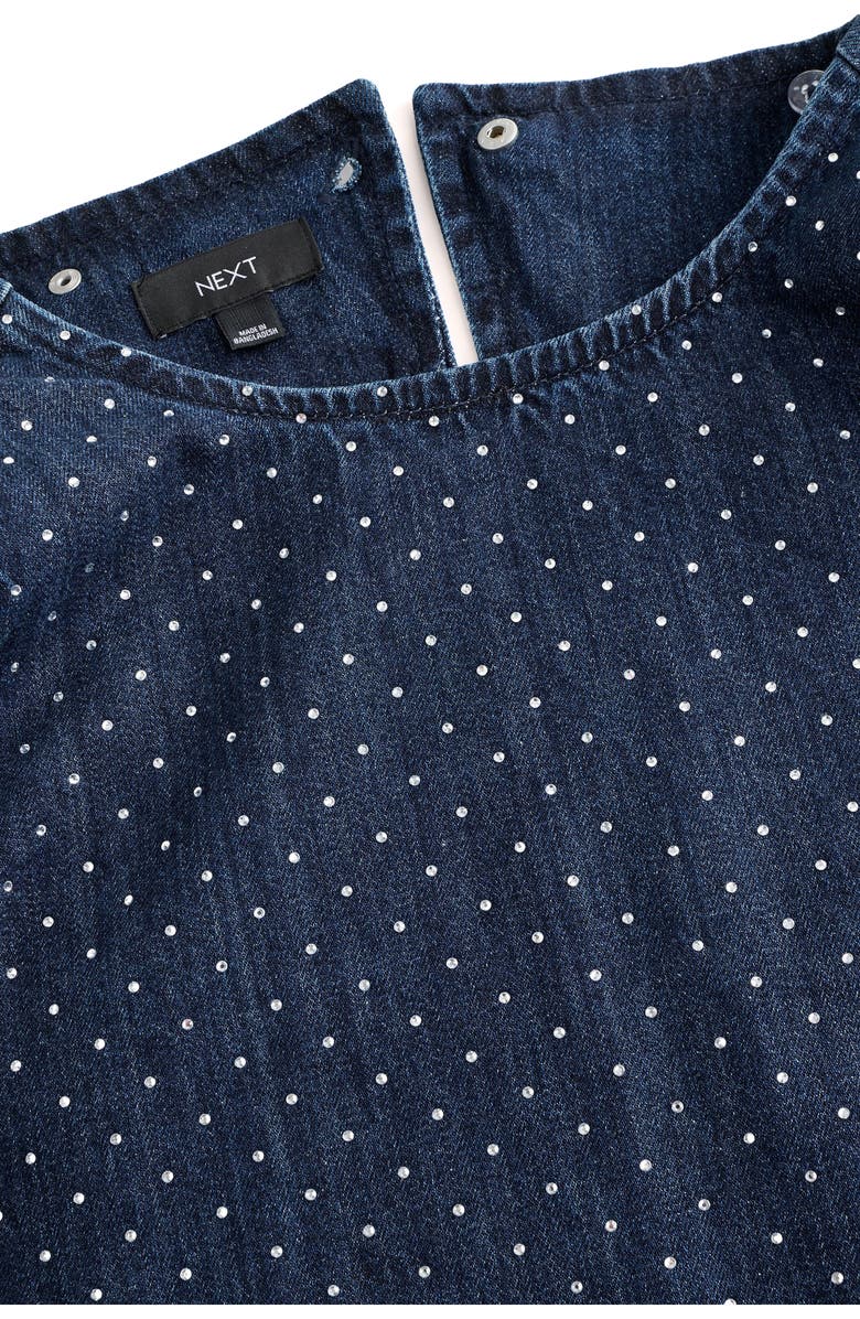 NEXT Hot Fix Diamante Denim Shirt, Alternate, color, Blue