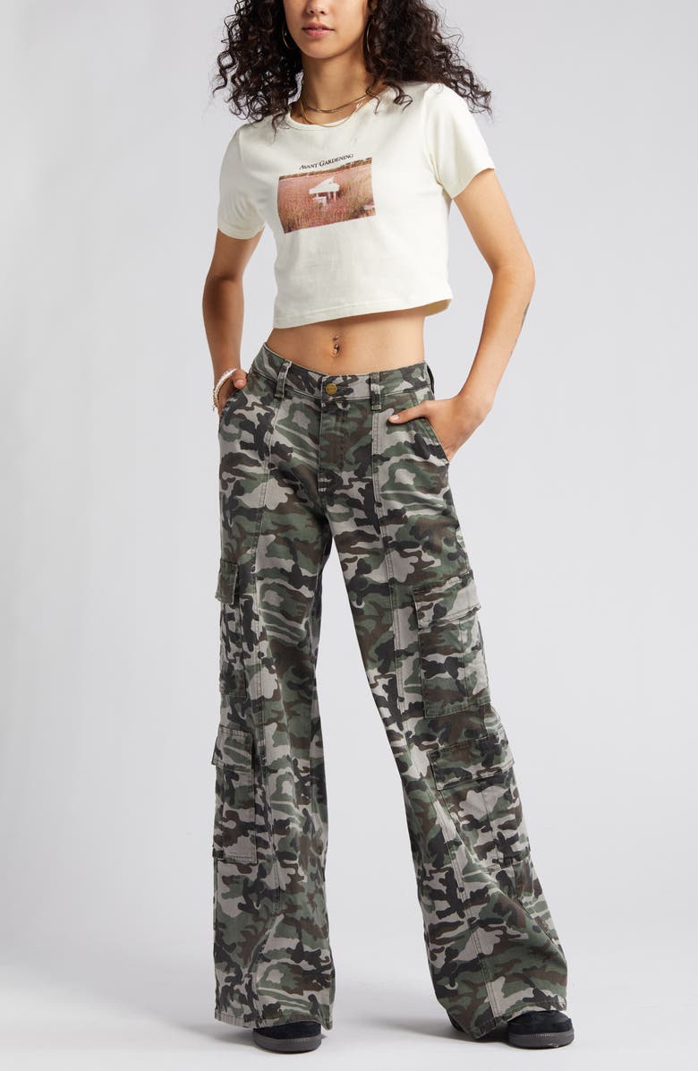 Prosperity Denim Camo Print Wide Leg Cargo Pants, Main, color, 