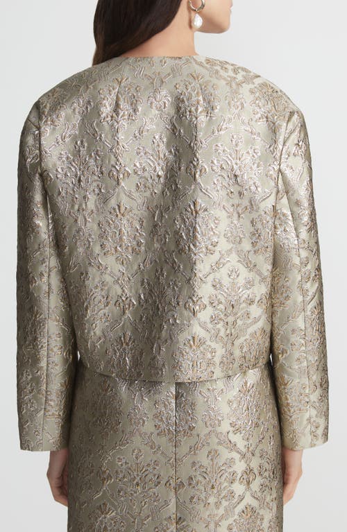 Lafayette 148 New York Baroque Metallic Botanical Brocade Collarless Jacket In Natural Multi