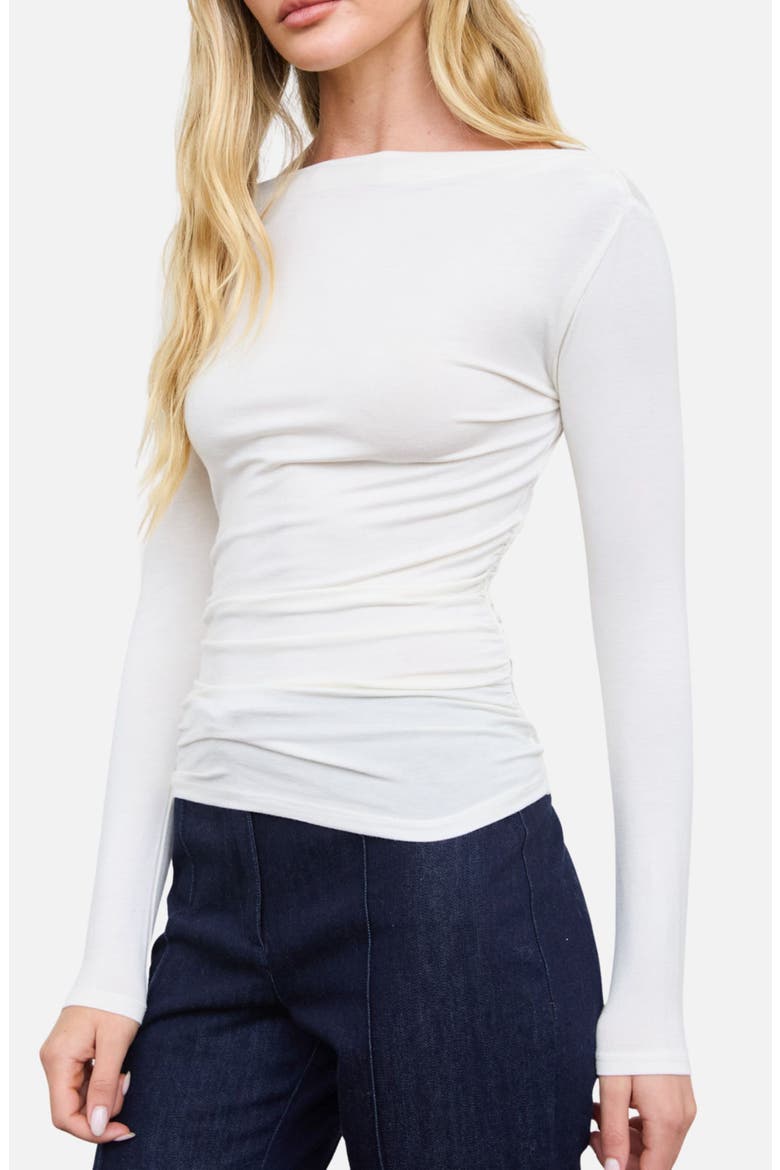 Ruched Long Sleeve Knit Top, Alternate, color, CREAM