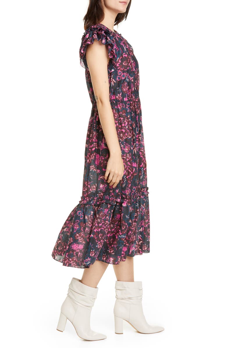 Ulla Johnson Arlene Ruffle Tiered Midi Dress, Alternate, color, 