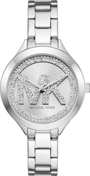 Michael Kors Aspyn Crystal Three-Hand Quartz Bracelet Watch, 38mm