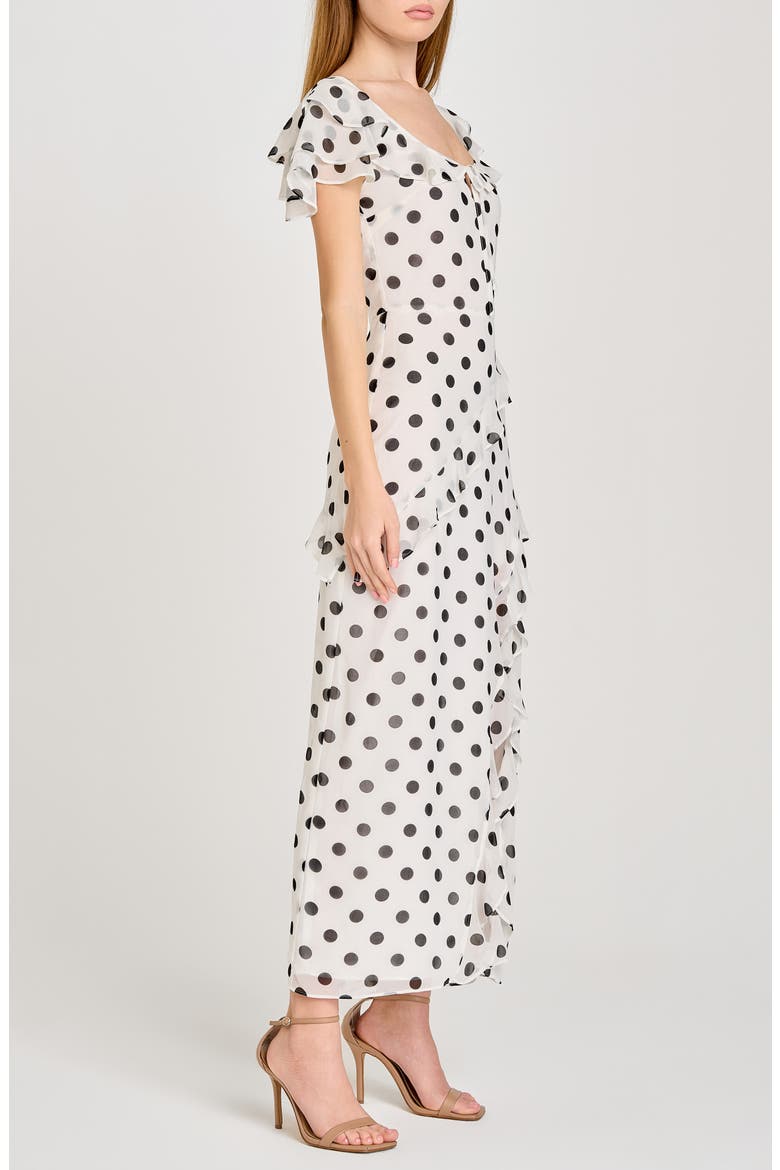 Violetta Polka Dot Ruffle Sleeve Dress, Alternate, color, IVORY POLKA DOT