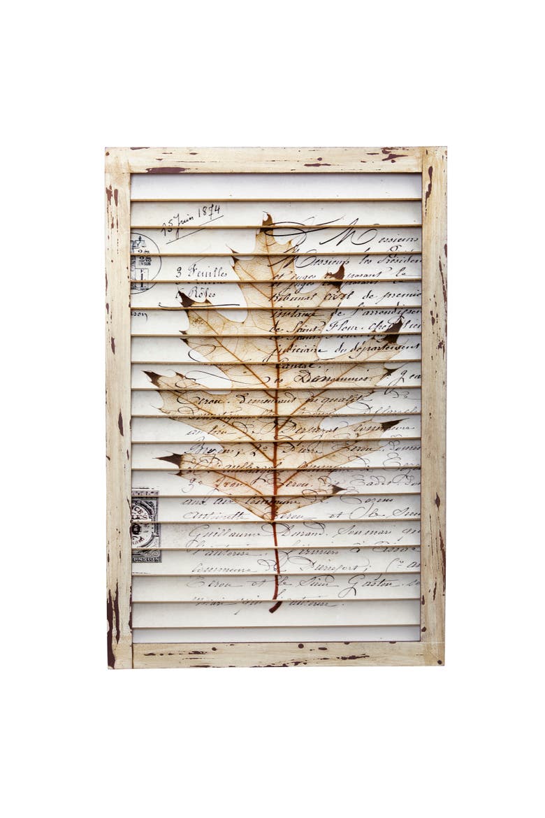 Maple Leaf Window Shutter Wall Décor, Main, color, Cream