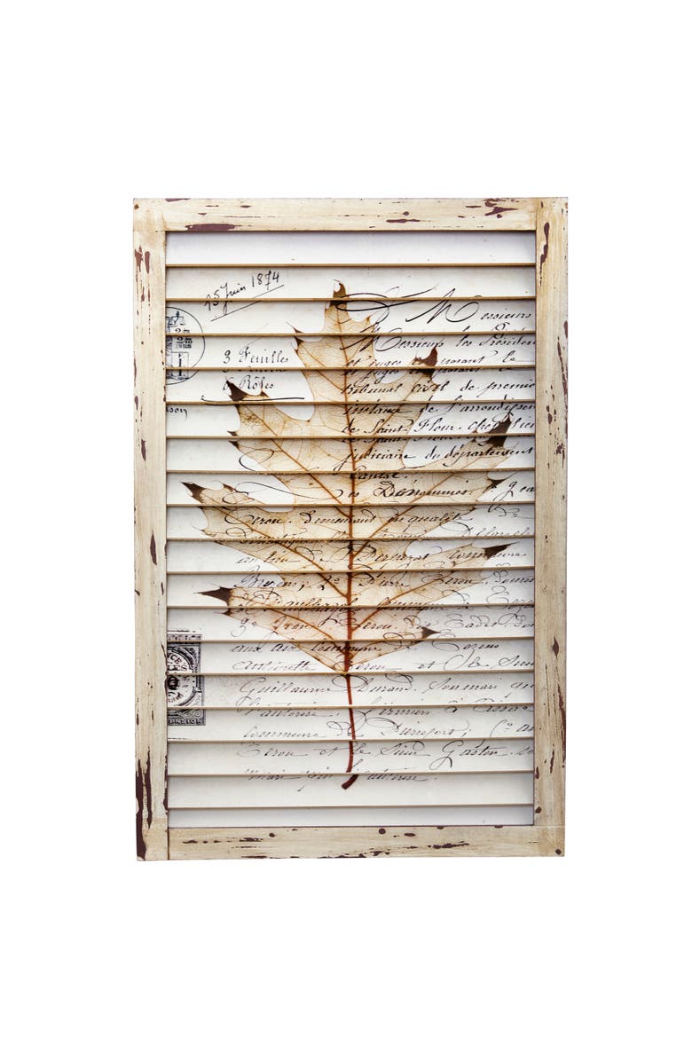 NEARLY NATURAL Maple Leaf Window Shutter Wall Décor, Main, color, Cream
