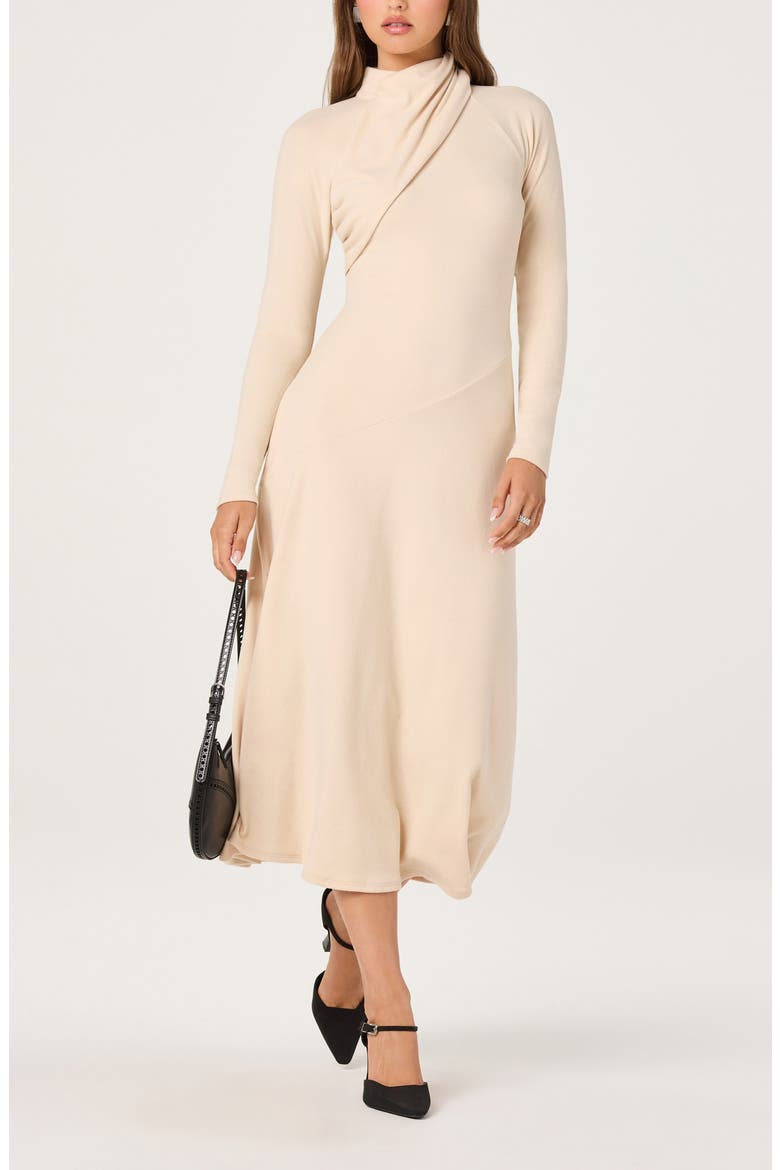 Long Sleeve Mock Neck Dress, Alternate, color, CREAM