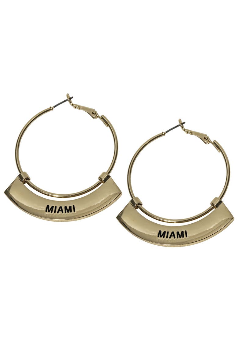 Miami Hurricanes Weller Gold Hoop Earrings, Main, color, Gold