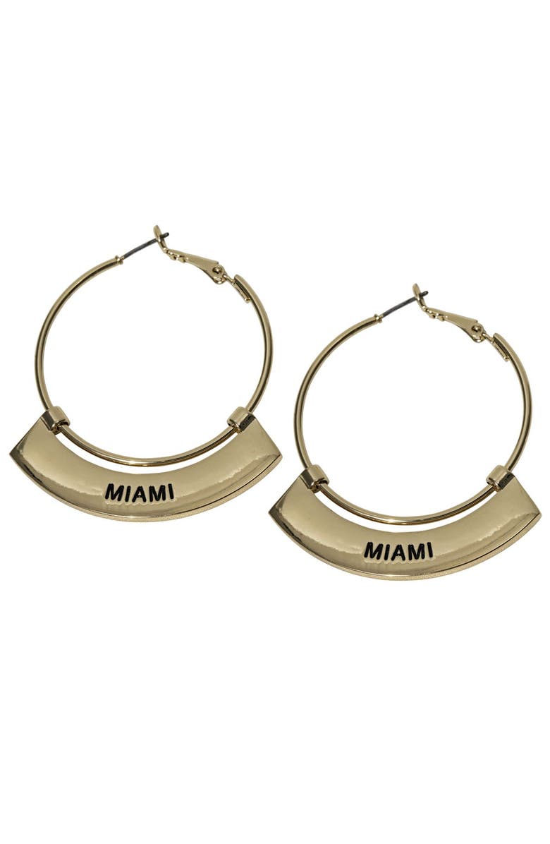 Shelby & Grace Miami Hurricanes Weller Gold Hoop Earrings, Main, color, Gold