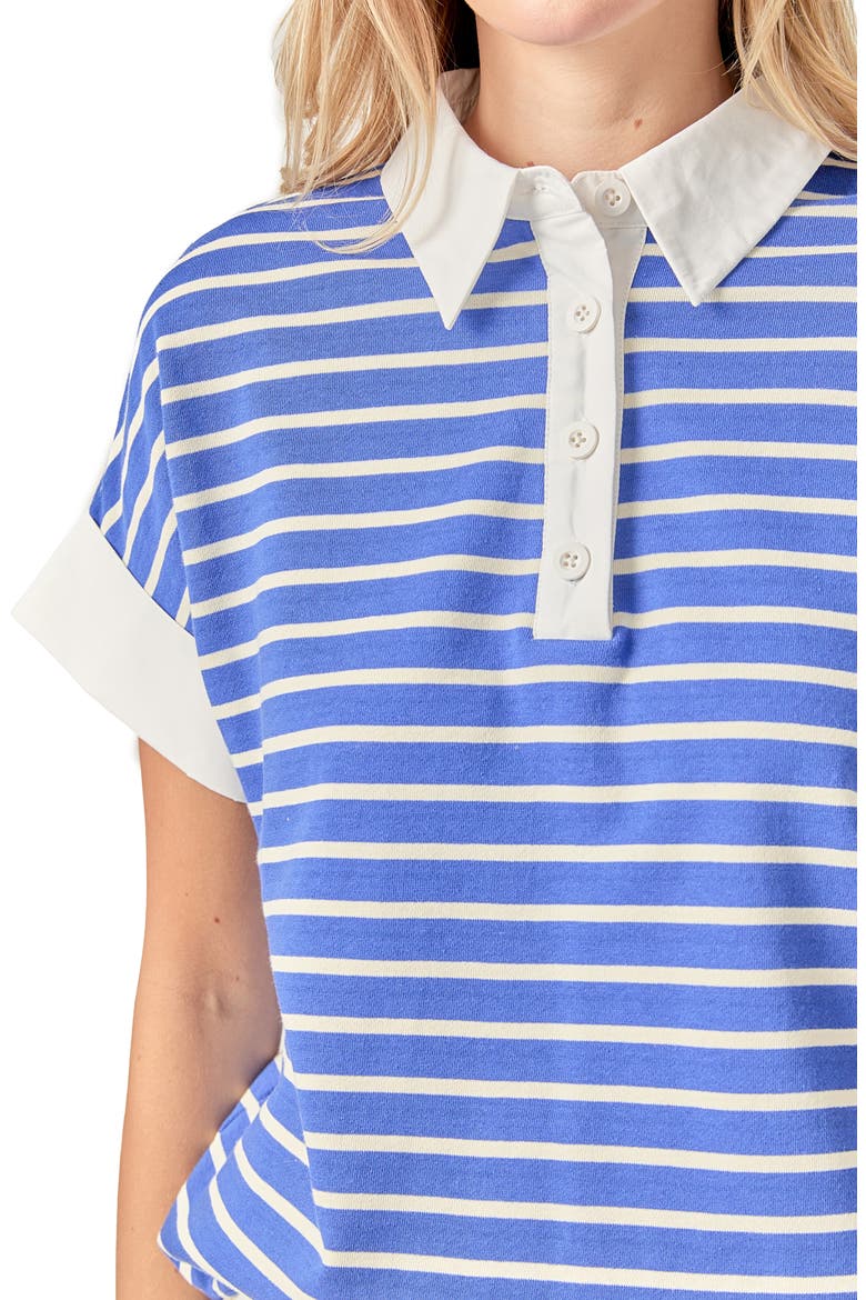 Stripe Polo Top, Alternate, color, BLUE/ WHITE