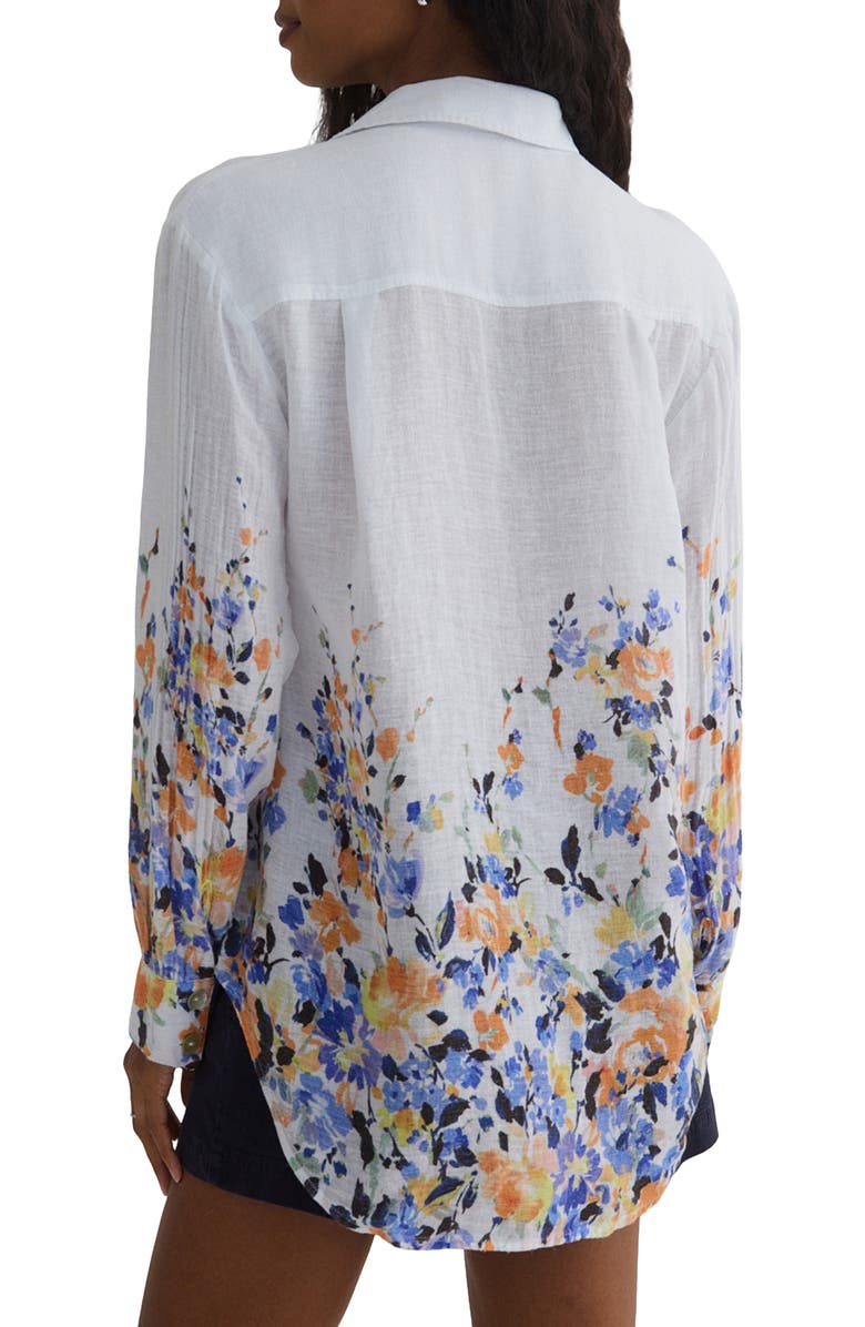 Bella Dahl Placed Floral Linen Blend Button-Up Shirt, Alternate, color, 