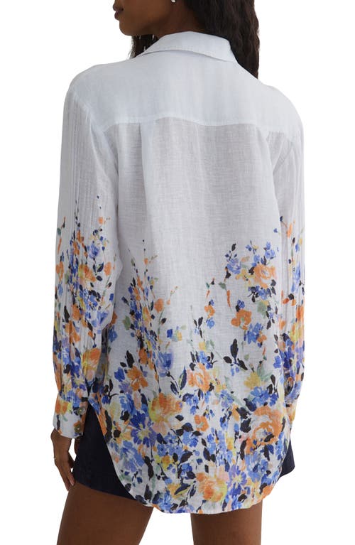 Bella Dahl Placed Floral Linen Blend Button-up Shirt In Border Floral Print
