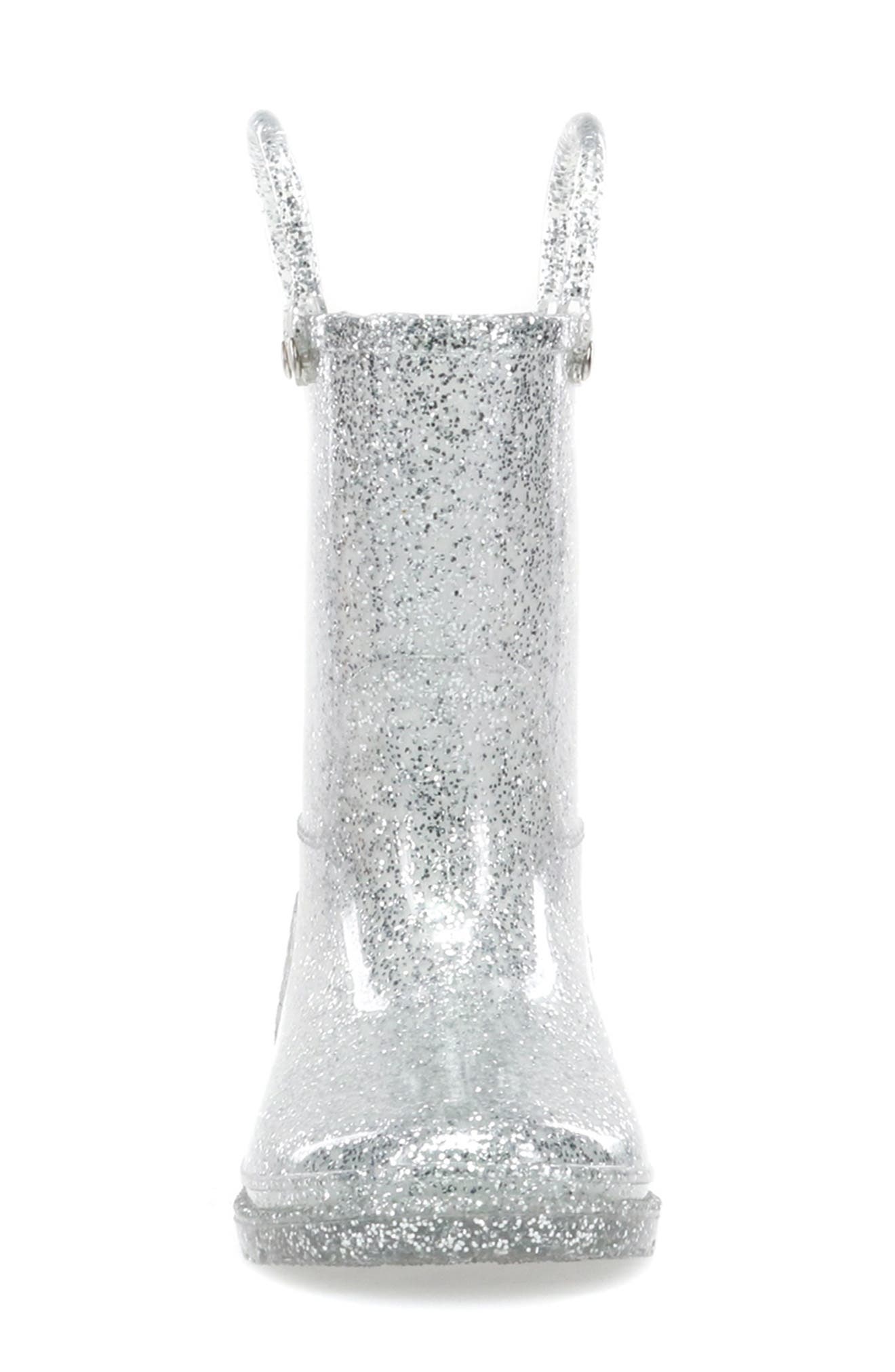 Western Chief Glitter Waterproof Rain Boot, Alternate, color, Silver