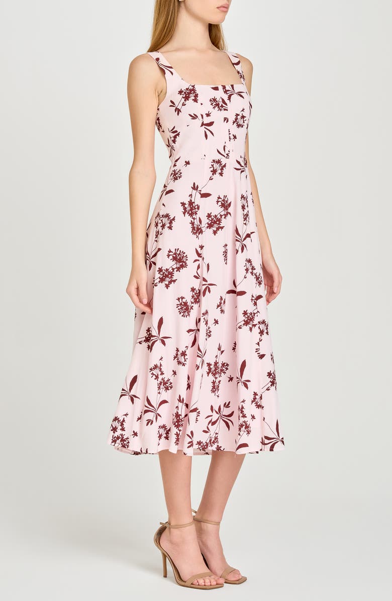 WAYF Leonie Floral Corset Midi Dress, Alternate, color, Baby Pink Floret