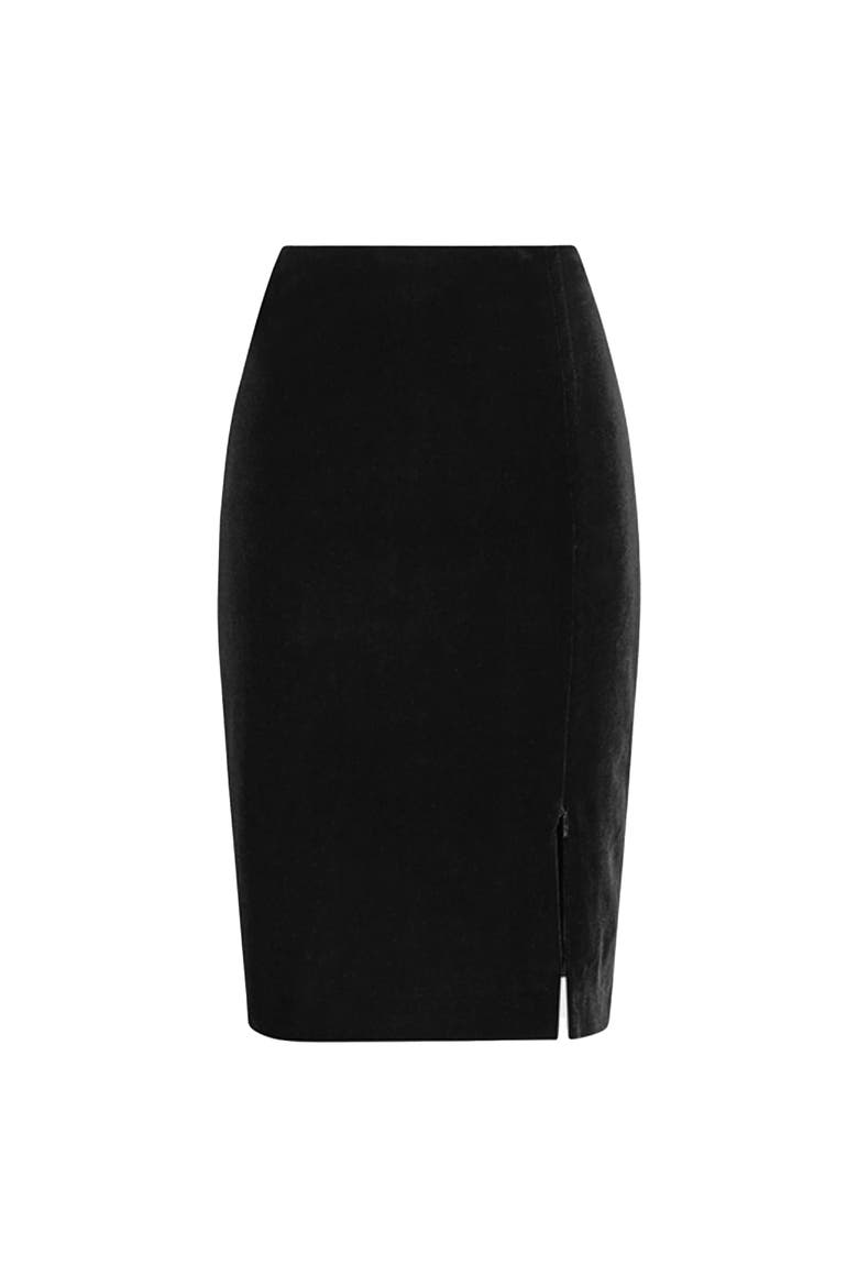 Women 's Skirt  Etoile Black Designer Skirt With Adjustable Zippered Waist And Side Slit, Main, color, Black