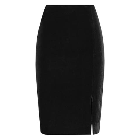 Women 's Skirt  Etoile Black Designer Skirt With Adjustable Zippered Waist And Side Slit
