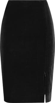 Anne Fontaine Women 's Skirt  Etoile Black Designer Skirt With Adjustable Zippered Waist And Side Slit