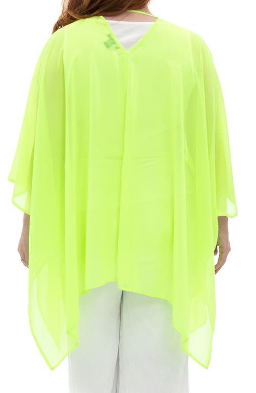 Nina Leonard Semi Sheer Open Front Topper In Neon Yel