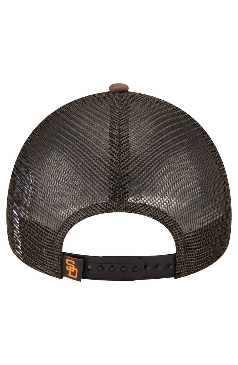 New Era Men's New Era Brown San Diego Padres Distressed 9FORTY A-Frame Adjustable Trucker Hat, Alternate, color, Brown