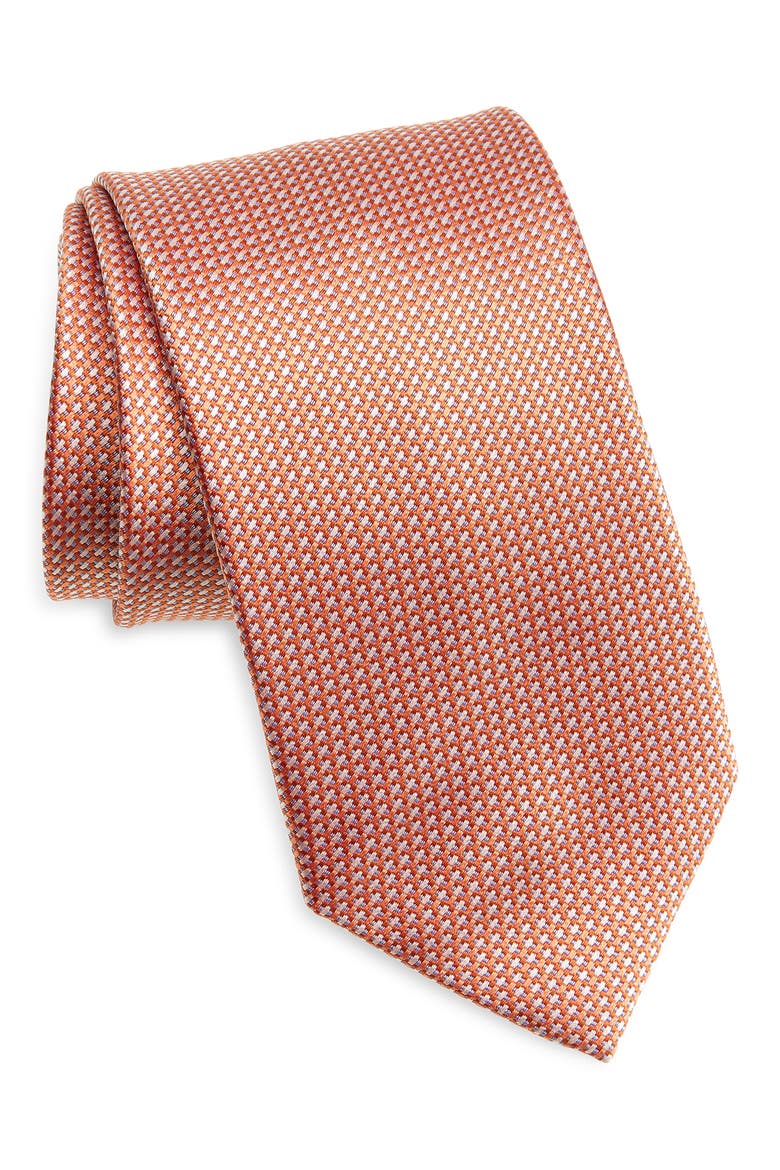 Jacquard Silk Tie, Main, color, ORANGE