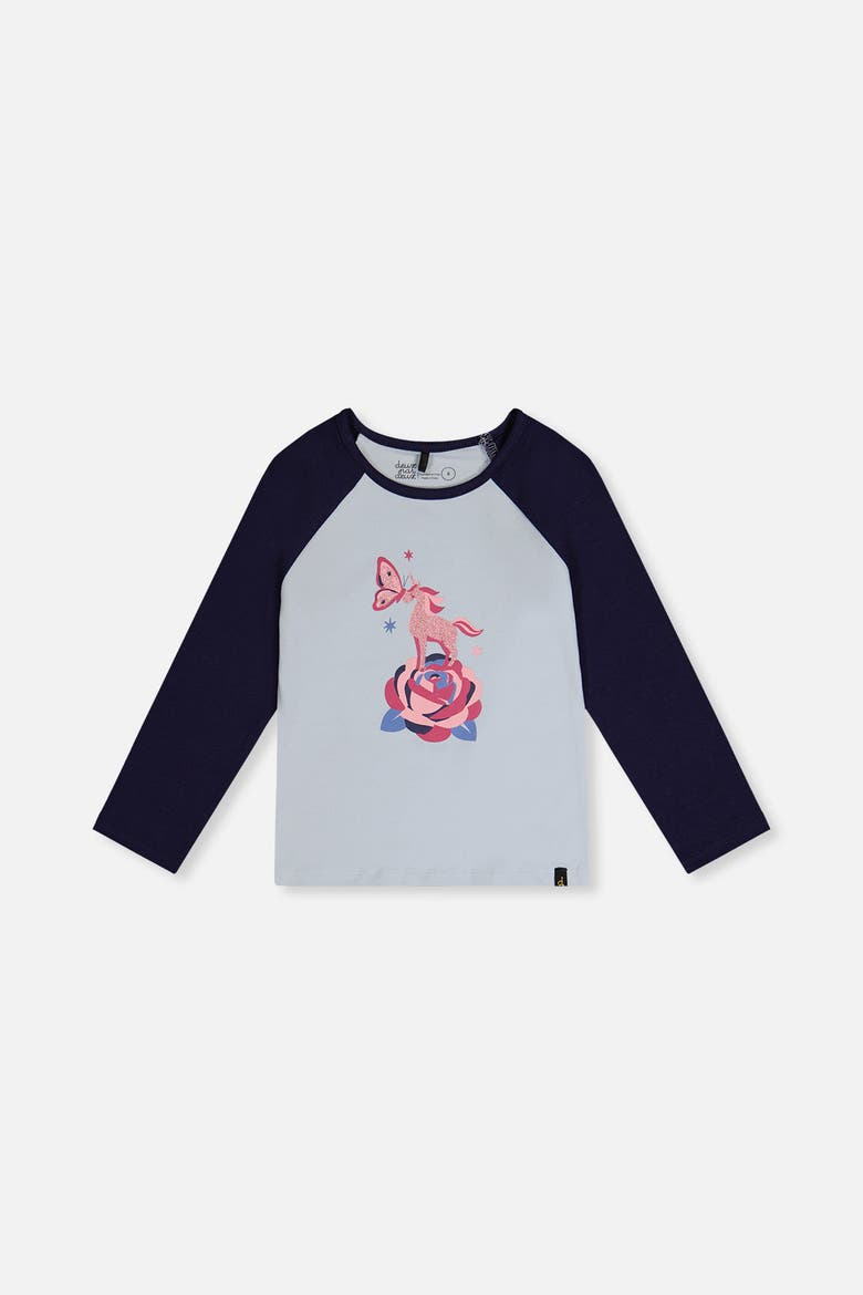 Contrast Raglan Organic Cotton Crew Neck T-Shirt, Main, color, Dark and Pale Blue