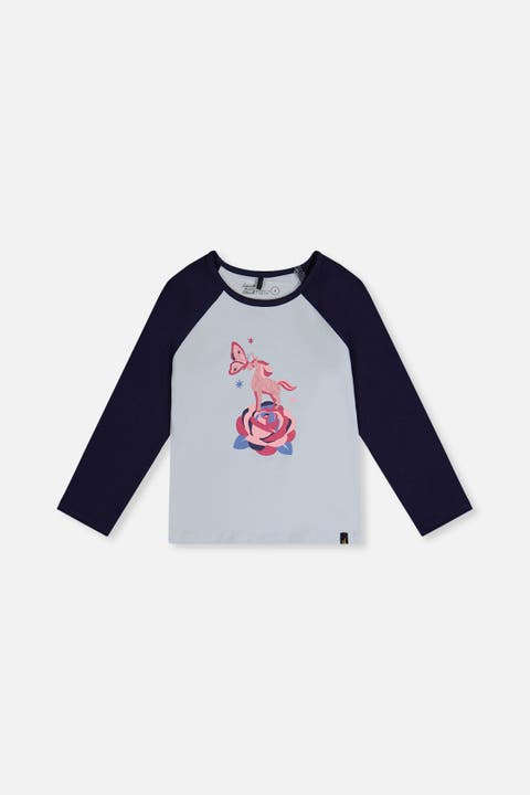 Contrast Raglan Organic Cotton Crew Neck T-Shirt