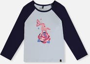 Deux par Deux Contrast Raglan Organic Cotton Crew Neck T-Shirt