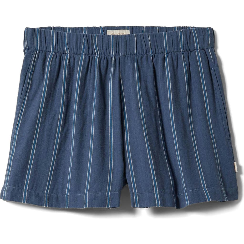 Brixton Wandering Stripe Cotton Shorts In Blue