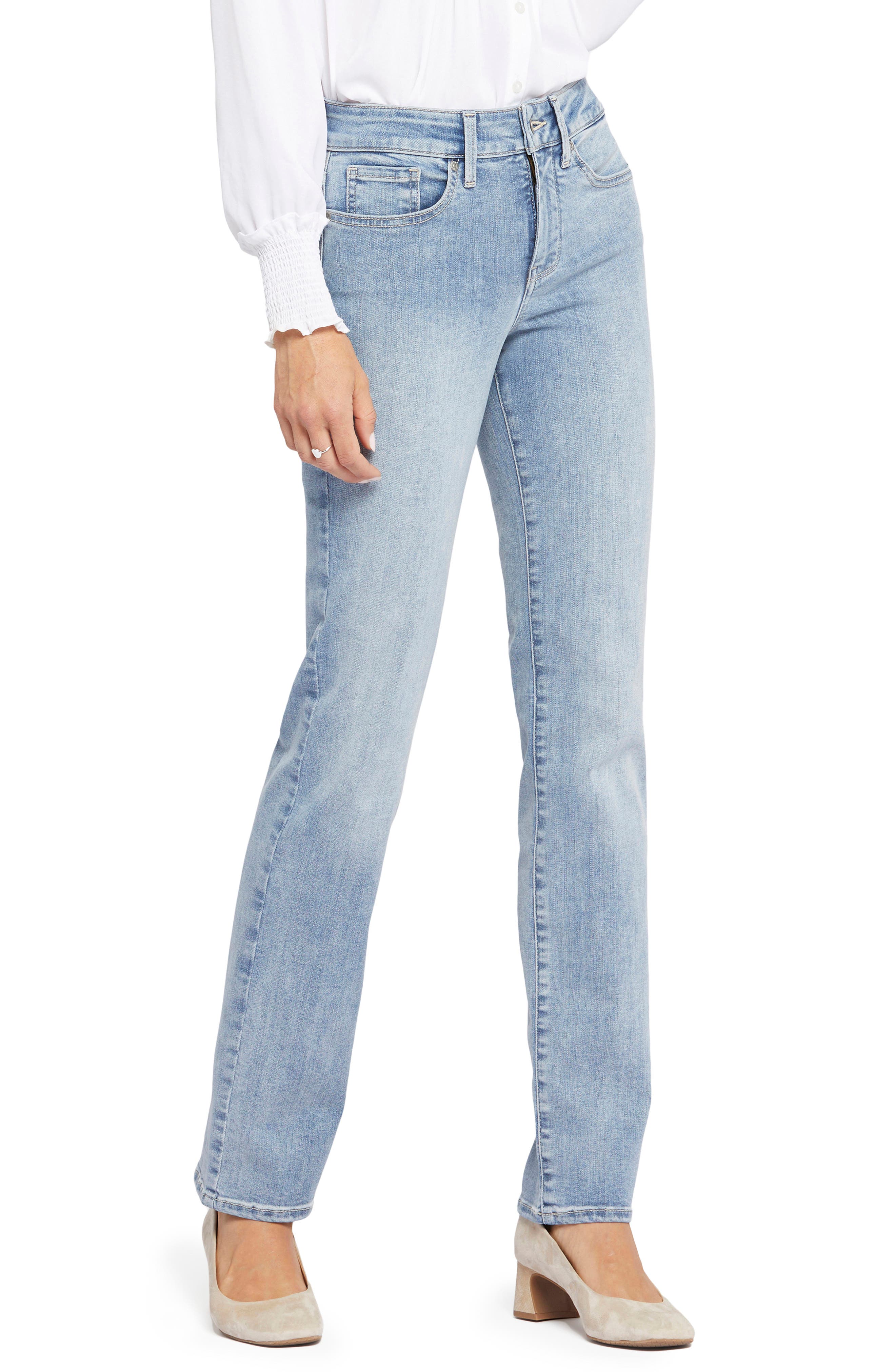 NYDJ Women's Marilyn Stretch Straight Jeans White Size 12