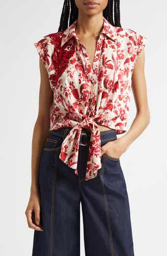 Cinq à Sept Floral Ribbons Sleeveless Shirt
