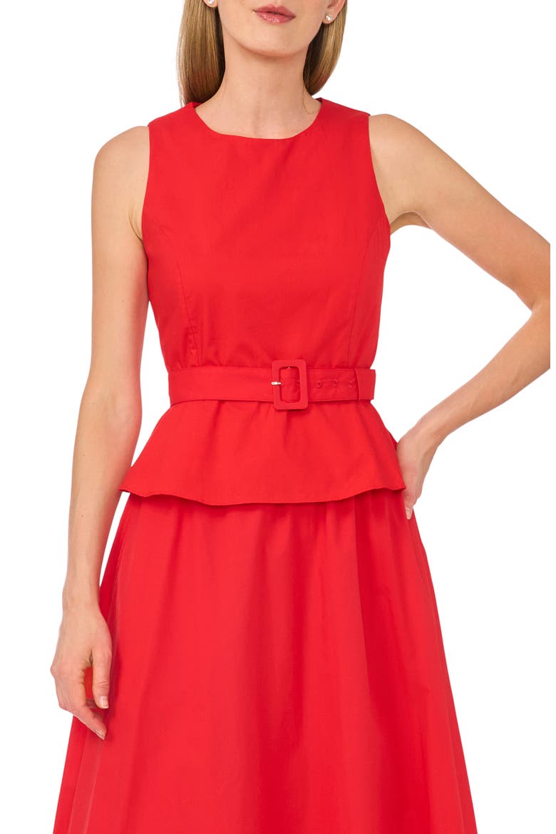 Sleeveless Belted Peplum Top, Main, color, CLASSIC CHERRY