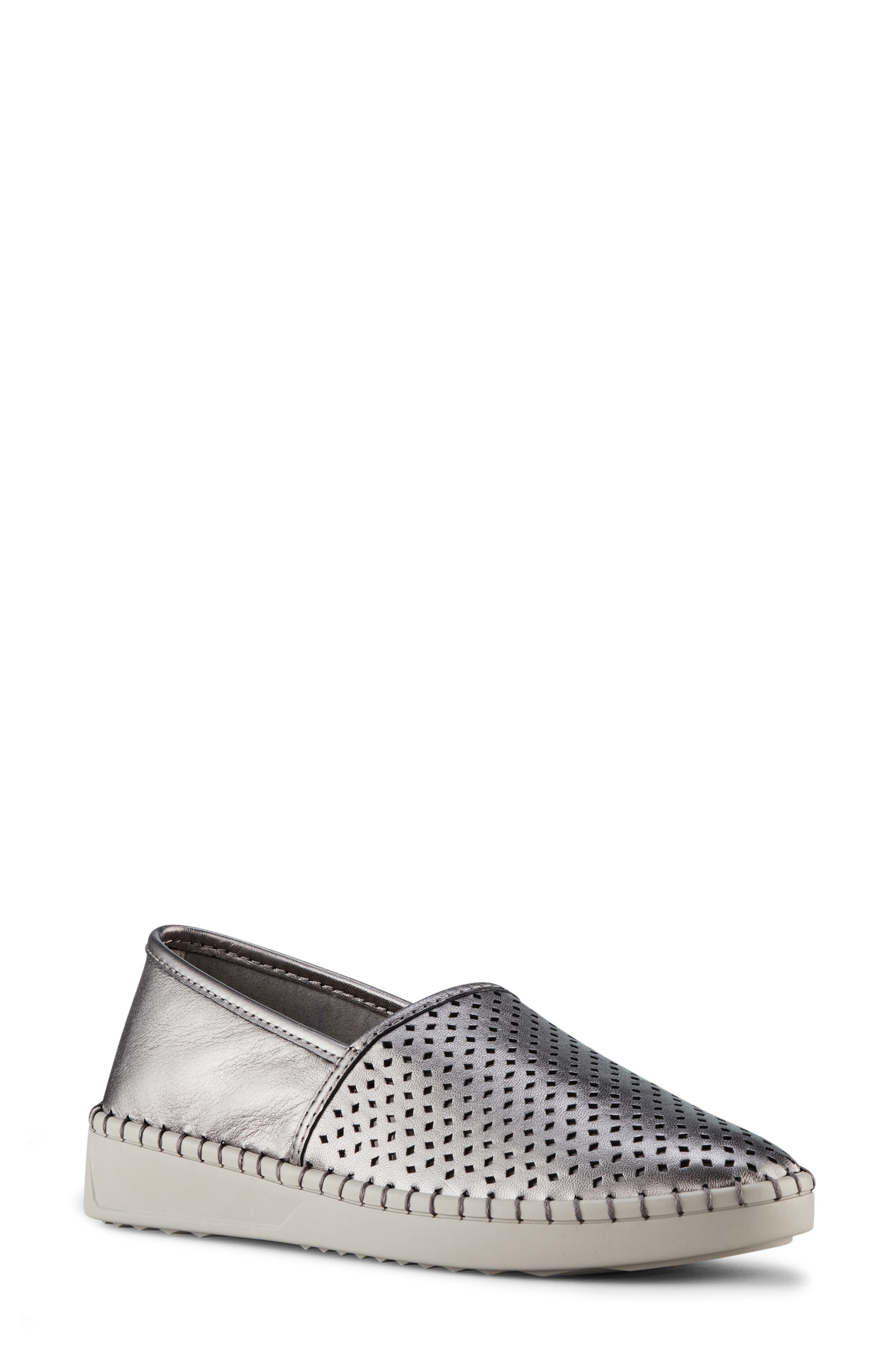Cruz Perforated Slip-On Sneaker, Main, color, SILVER LEATHER