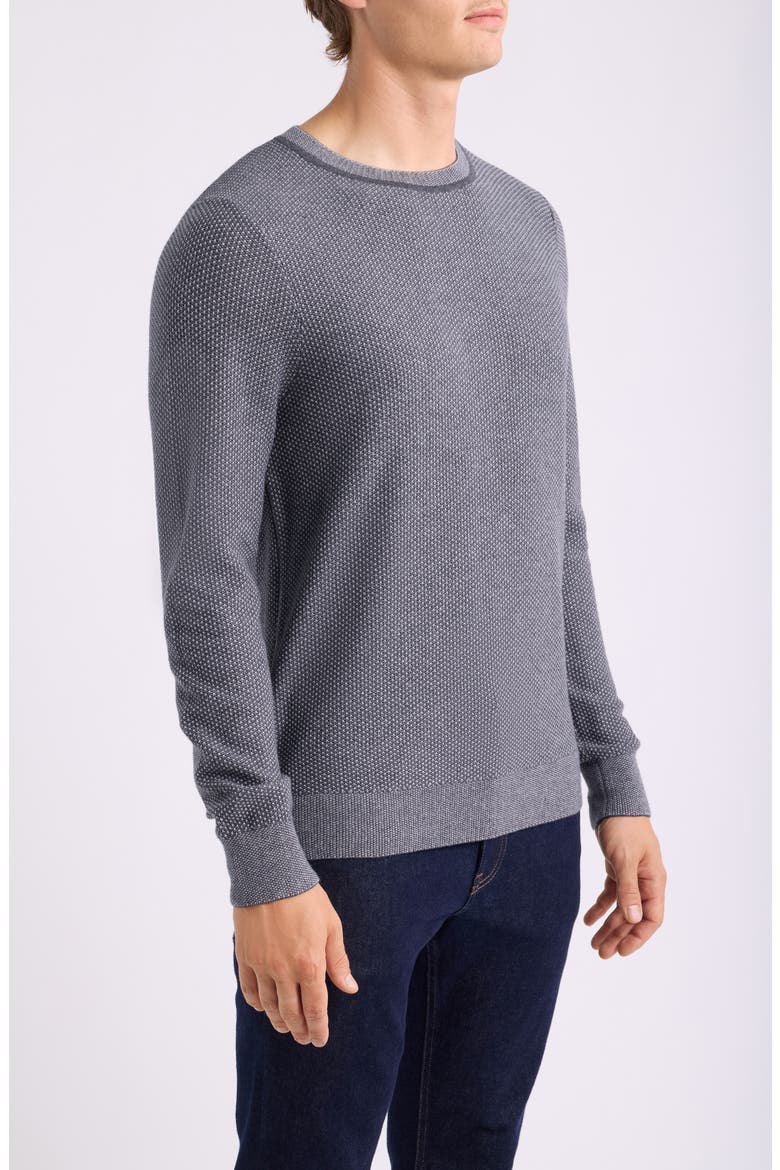 Two Tone Cotton & Cashmere Crewneck Sweater, Alternate, color, COAL- GREY DECEMBER HEATHER