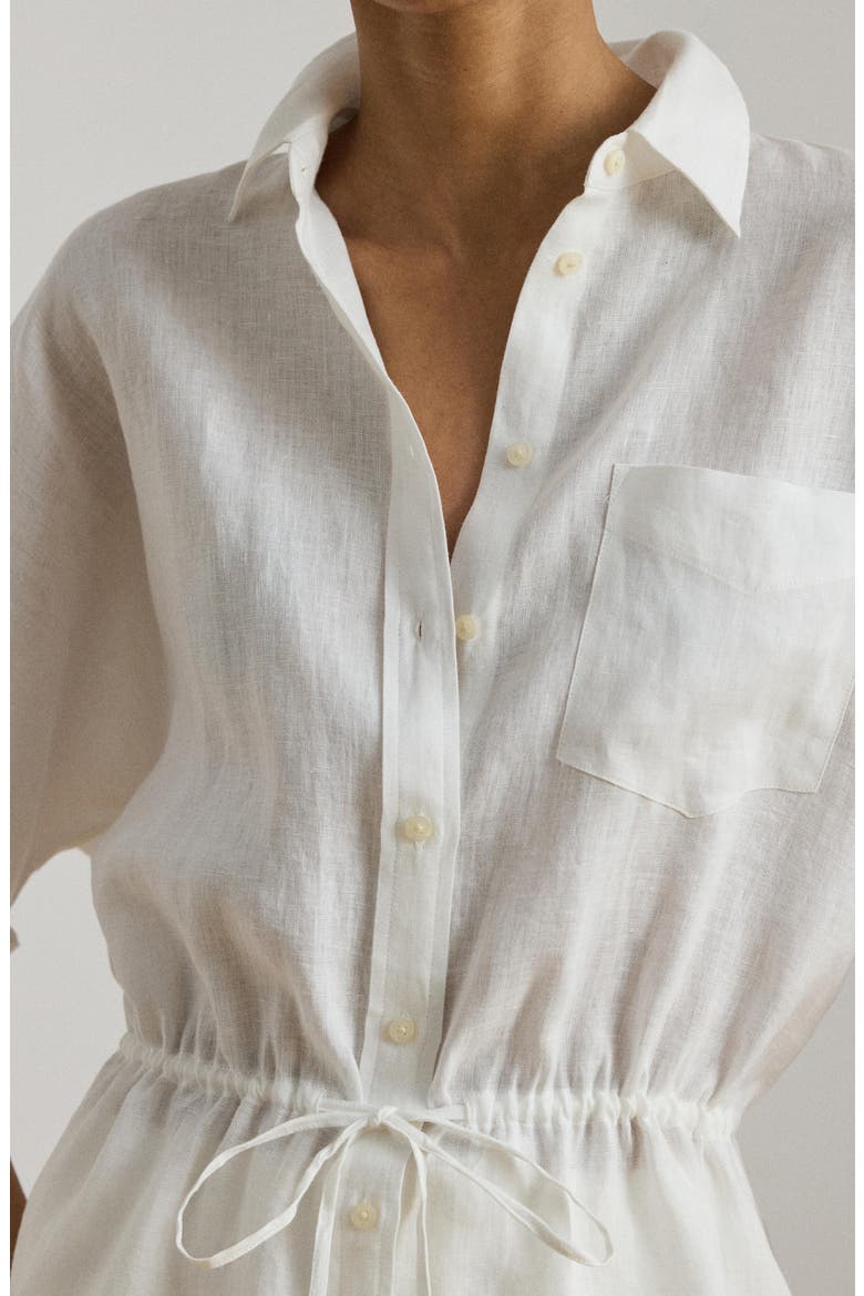 Linen Roll-Tab Sleeve Tunic, Alternate, color, WHITE