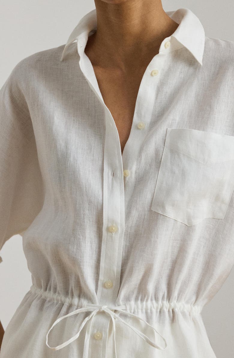 Lauren Ralph Lauren Linen Roll-Tab Sleeve Tunic, Alternate, color, White