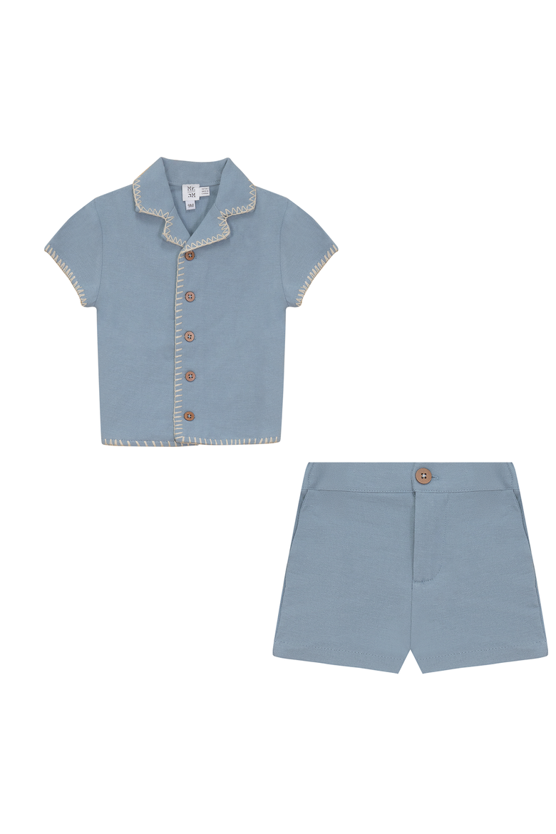 2 Piece Woven Shirt and Shorts Set, Main, color, Blue